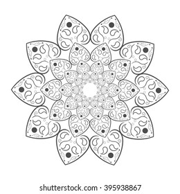 Mandala simple hand drawn isolated template vector