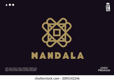 MANDALA simple logo, simple geometric flower for brand and company