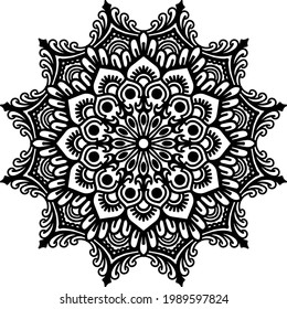 Mandala sketch with batik culture from Java, which is suitable for henna, tattoos, book covers, poster covers, yoga rugs, and banners