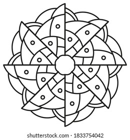 Mandala in sketch style on white background. Coloring book page. Vintage decorative elements. Oriental pattern, vector illustration. Islam, Arabic, Indian, Moroccan, spain, turkish, pakistan motif
