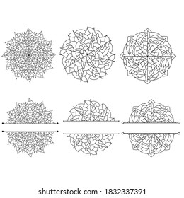 Mandala im Skizzenstil auf weißem Hintergrund. Farbige Buchseite. Vintage dekorative Elemente. Orientalisches Muster, Vektorgrafik. Islam, Arabisch, Indisch, Türkisches Motiv
