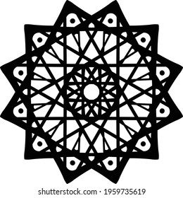 
Mandala in a sketched carpet pentagram