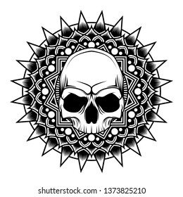  Mandala Skull Vector Illustration art - design for tattoo t-shirt and other with floral ornamental decoration - Illustration 