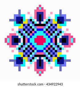 Mandala of small pixels on a white background