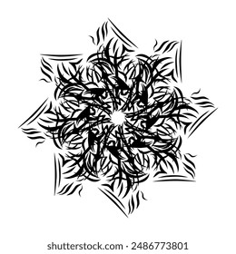 Ilustración vectorial caligráfica de copo de nieve mandala