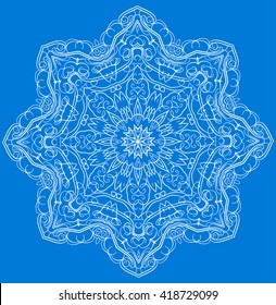 Mandala or snowflake for design, birthday and other holiday mandala, kaleidoscope,  medallion, yoga, india, arabic. Geometric circle 