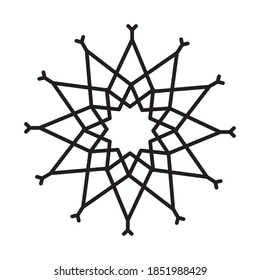 icono de copo de nieve mandala sobre fondo blanco, estilo de línea, ilustración vectorial