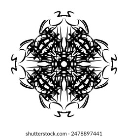 mandala copo de nieve tatuajes círculo cepillo de fondo Ilustración vectorial
