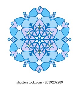 Mandala with snowflakes on a white background. Decorative element for design