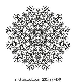 Mandala soul design with abstract lace, black and white abstract vector background