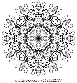 Mandala Spiral Design with Repeating Elegant Motifs,vector illustration,Mandala coloring page