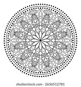 Mandala Spiral Design with Repeating Elegant Motifs,vector illustration,Mandala coloring page