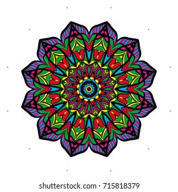 Mandala spiritual symbol. Decorative round ornament. Anti-stress therapy pattern. Hand drawn vector