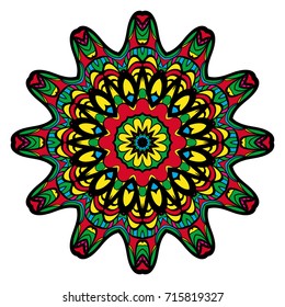 Mandala spiritual symbol. Decorative round ornament. Anti-stress therapy pattern. Hand drawn vector