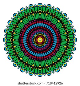 Mandala spiritual symbol. Decorative round ornament. Anti-stress therapy pattern. Hand drawn vector frame design.