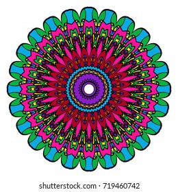 Mandala spiritual symbol. Decorative round ornament. Anti-stress therapy pattern. Hand drawn vector frame design.