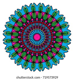 Mandala spiritual symbol. Decorative round ornament. Anti-stress therapy pattern. Hand drawn vector frame design.