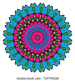 Mandala spiritual symbol. Decorative round ornament. Anti-stress therapy pattern. Hand drawn vector frame design.