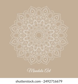 A mandala a spiritual symbol in Hinduism and Buddhism representing the universe The mandala is white with black concentric circles on a beige background Numerals are arranged in a circular pattern 