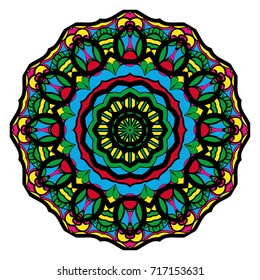 Mandala spiritual symbol isolated on white background. Indian ornament. Vector illustration. Elements for your design greeting card, invitation, tattoo, yoga and spa symbol