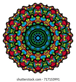 Mandala spiritual symbol isolated on white background. Indian ornament. Vector illustration. Elements for your design greeting card, invitation, tattoo, yoga and spa symbol