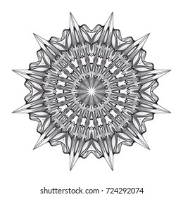 Mandala spiritual symbol isolated on white background. Indian ornament. Vector illustration.