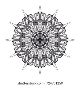 Mandala spiritual symbol isolated on white background. Indian ornament. Vector illustration.
