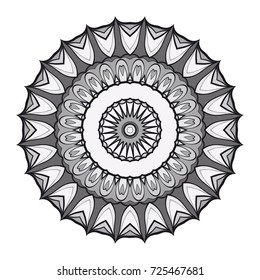 Mandala spiritual symbol isolated on white background. Indian ornament. Vector illustration.