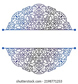 Mandala. Split pattern in form of mandala for Henna Mehndi or tattoo decoration. Decorative ornament in ethnic oriental style, vector illustration.