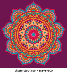 Mandala, square background design, lace ornament in oriental style