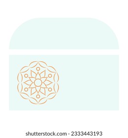 Mandala stamp on mint rectangular shape brochure element design. Vector illustration with empty copy space for text. Editable shapes for poster decoration. Creative and customizable frame