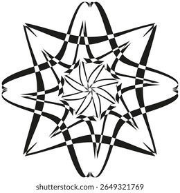 Mandala star icon. Complex radial pattern. Symmetric ornament Vector. Bold outline form.