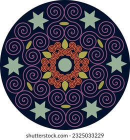 A mandala with stars and some elliptical shapes