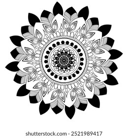 Mandala Stencil doodles ornamento circular abstracto patrón floral ilustrador de Vector de diseño de color negro