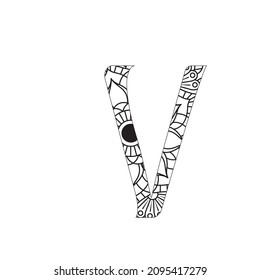 Mandala Style Alphabet V Vector and line art. Vintage decorative elements. Oriental pattern, vector illustration. Islam, Arabic, Indian, Turkish,
Pakistan, Chinese, Ottoman, Moroccan motifs - Vector.