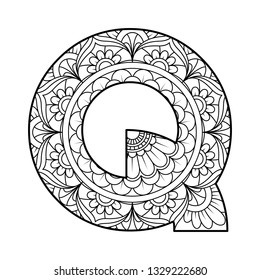 Mandala Style Alphabet. Vintage decorative elements. Oriental pattern, vector illustration. Islam, Arabic, Indian, Turkish, Pakistan, Chinese, Ottoman, Moroccan motifs - Vector