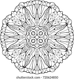Mandala style black and white image inspired by  mosaics (part 3).