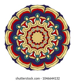 Mandala Style Color Shapes. Abstract design. Decoration for fashion, holiday card, relax illustration. vector illustration. red, purple. gold color
