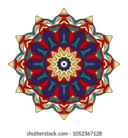 Mandala Style Color Shapes. Abstract design. Decoration for fashion, holiday card, relax illustration. vector illustration. red, purple. gold color