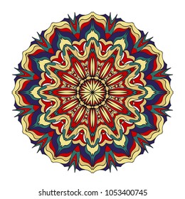 Mandala Style Color Shapes. Abstract design. Decoration for fashion, holiday card, relax illustration. vector illustration. red, purple. gold color