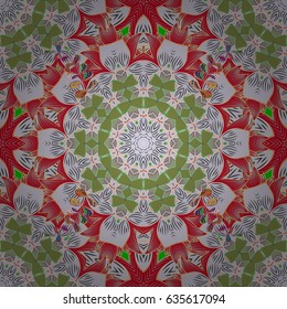Mandala style. Colored mandala on orange background. Rich ethnic striped seamless pattern geometric design. Vector illustration.