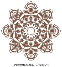 Mandala style decoration,hand drawn round ornament. Vector illustration. Circular pattern in the form of a mandala. Fashion motif can be used coloring, to print on the phone, tattoo, for paper, textil