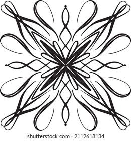 Diseño de vectores florales de estilo Mandala en blanco y negro