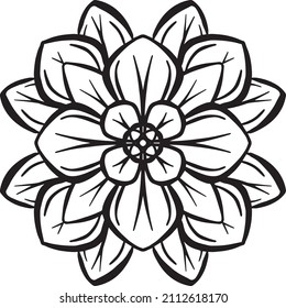 Diseño de vectores florales de estilo Mandala en blanco y negro