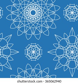 Mandala style geometry vector seamless pattern