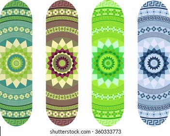 Mandala style skateboard design pack