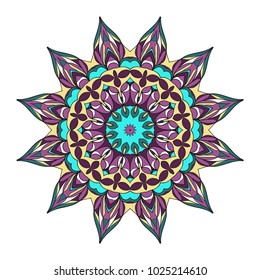 Mandala Style Vector Color Shapes. Abstract design. Decoration for fashion, holiday card, relax