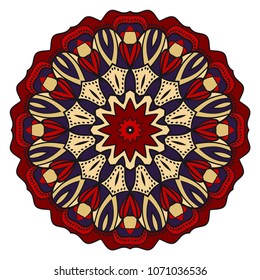 Mandala Style Vector Color Shapes. Abstract design. Fantastic decoration for fashion, holiday card, relax illustration.