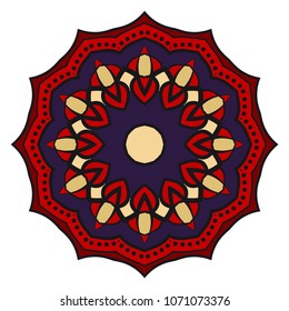 Mandala Style Vector Color Shapes. Abstract design. Fantastic decoration for fashion, holiday card, relax illustration.