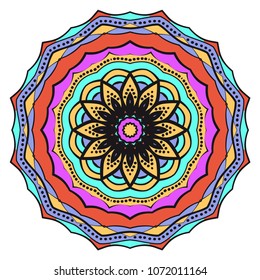 Mandala Style Vector Color Shapes. Abstract design. Fantastic decoration for fashion, holiday card, relax illustration.